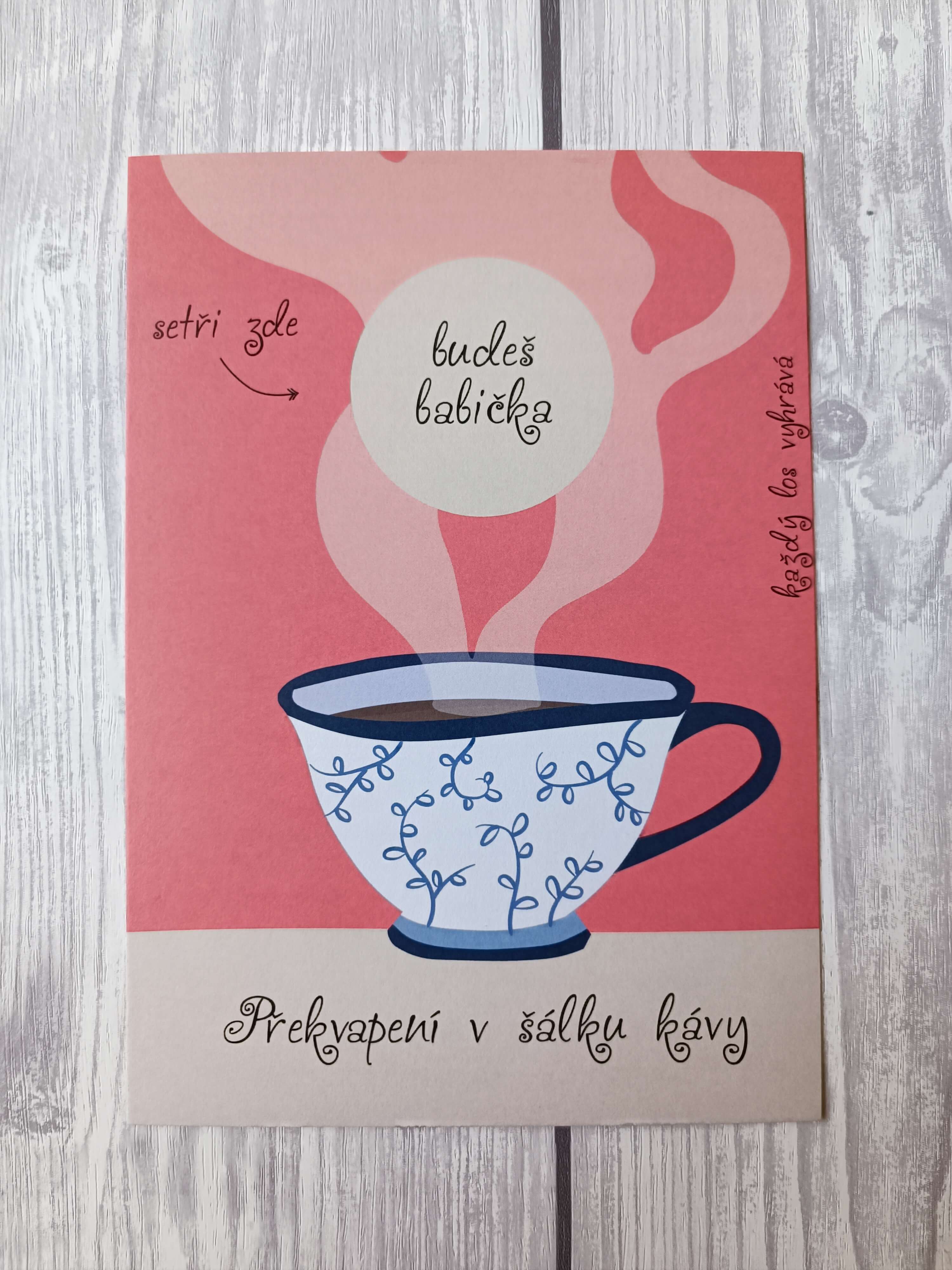 Stírací los Překvapení v šálku kávy - Budeš babička