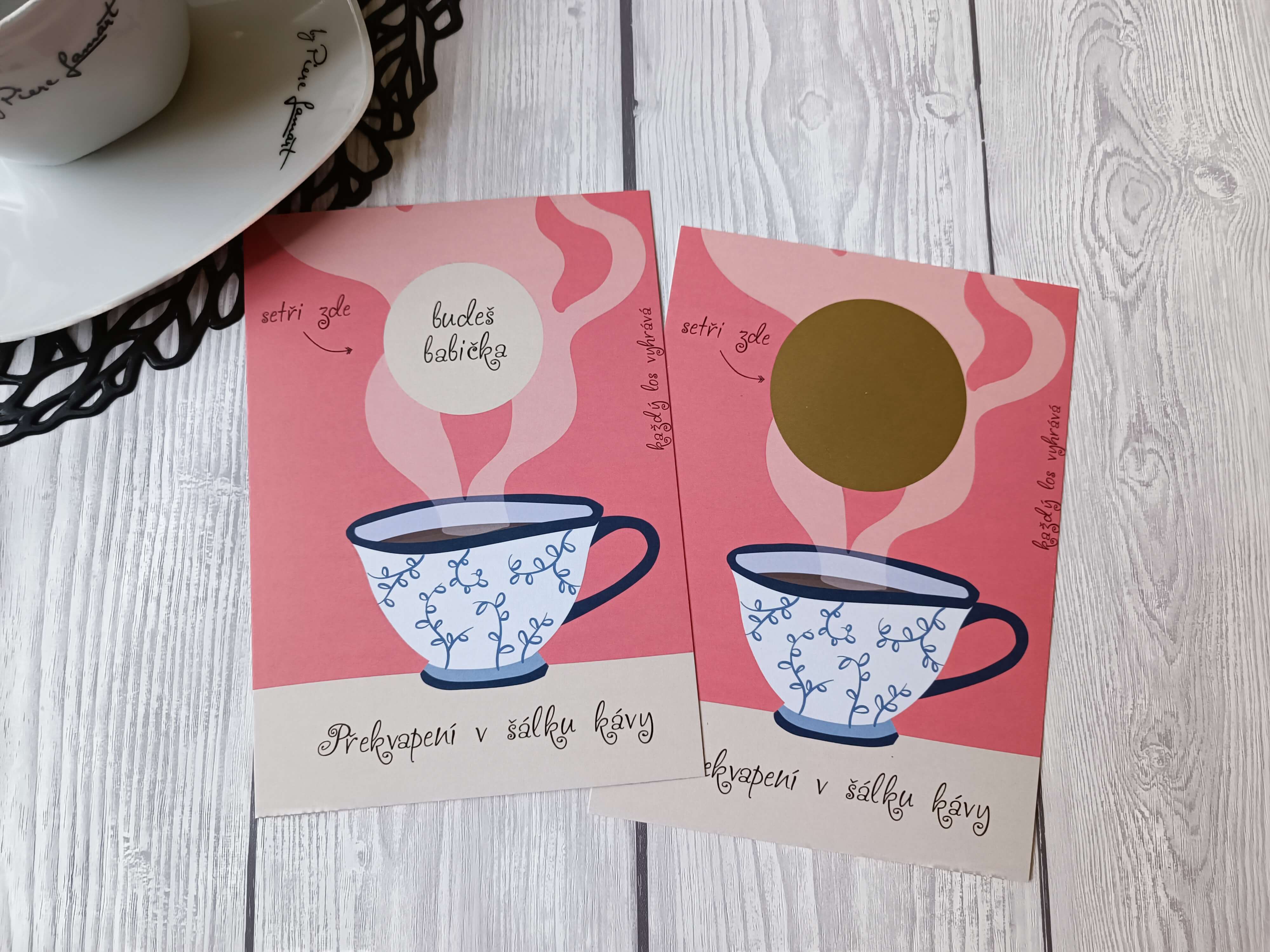 Stírací los Překvapení v šálku kávy - Budeš babička