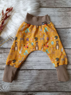 Dětské kalhoty baggy - barevná zvířátka vel. 56-80